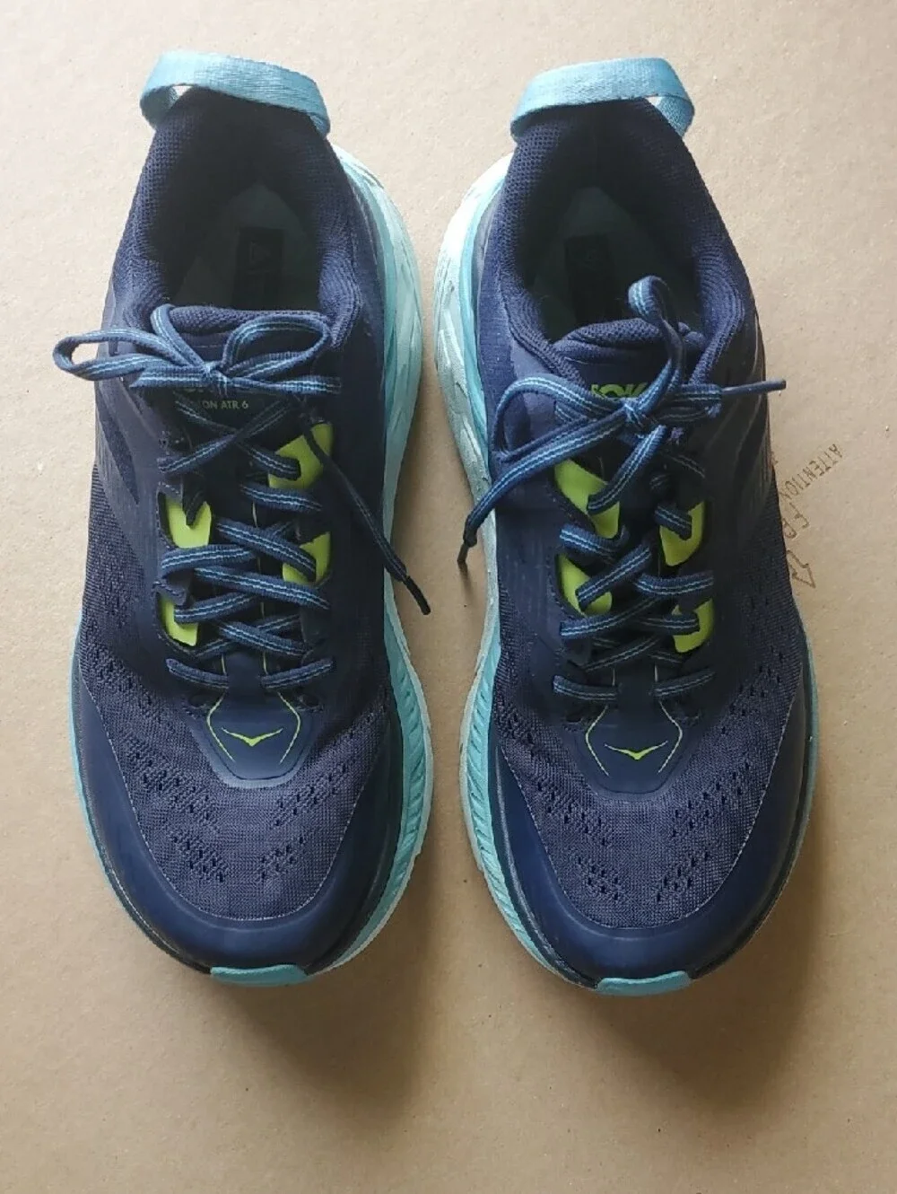 Hoka One One Stinson ATR 6 Navy with Lime Accents 10